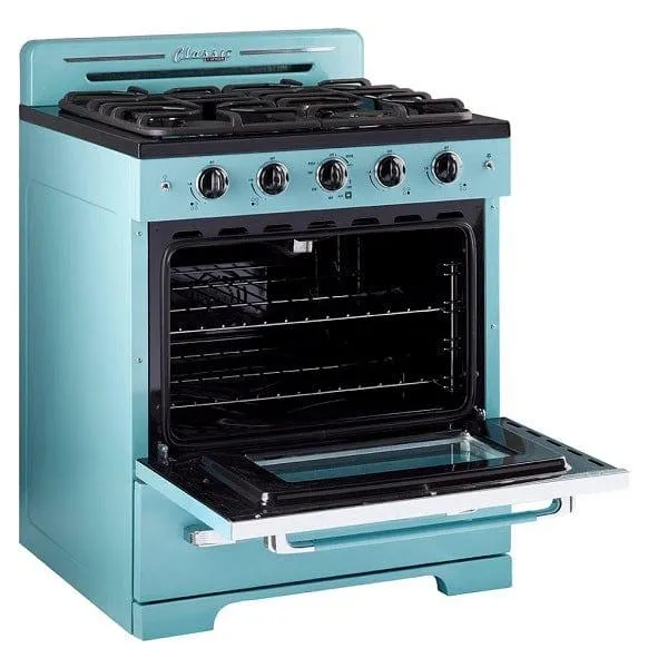 Unique Classic Retro 30" Gas Range Convection Oven Ocean Mist Turquoise UGP-30CR T