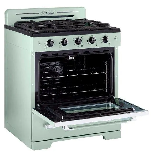 Unique Classic Retro 30 Inch Gas Range Convection Oven Summer Mint Green UGP-30CR LG