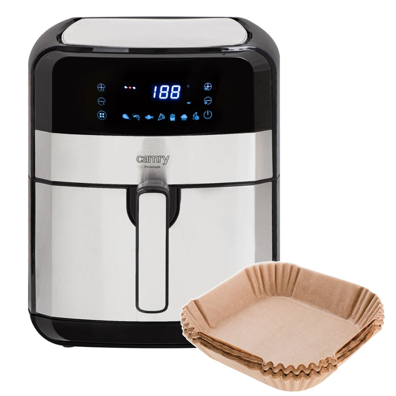Freidora sin aceite, 9 programas, 5,0 L, Airfryer, Camry CR 6311 + bolsas de papel para freidora, 16 cm, biodegradables, 100 unidades
