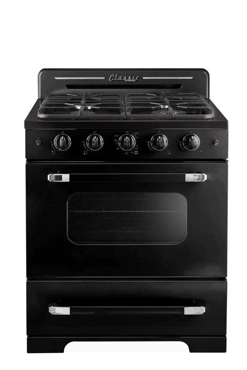 Unique Classic Retro 30" Gas Range - Midnight Black (UGP-30CR-B)