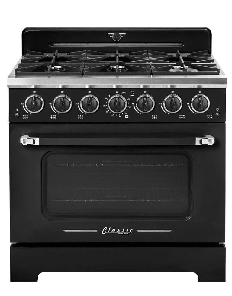 Unique UGP-36CR B | Classic Retro 36" Gas Range Convection Oven Midnight Black