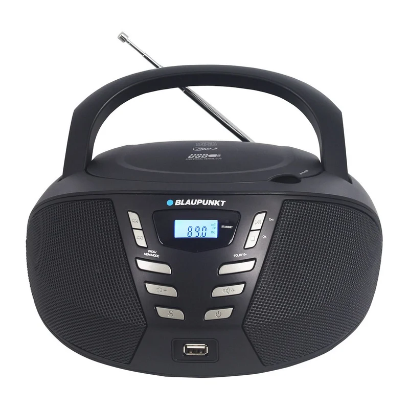 Boombox Blaupunkt, CD/MP3/USB/AUX, pantalla LCD, función de reloj con alarma, sintonizador FM, BB7BK