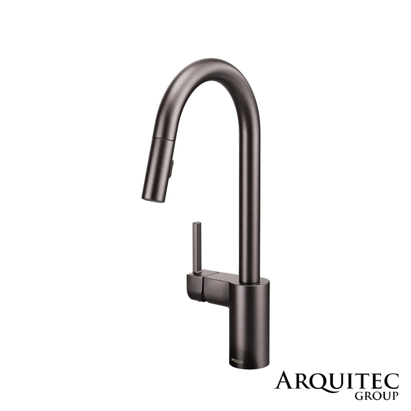 Grifo Monomando Extraíble De Cocina De Arco Alto Bronce - Align Black - Moen - 7565BLS