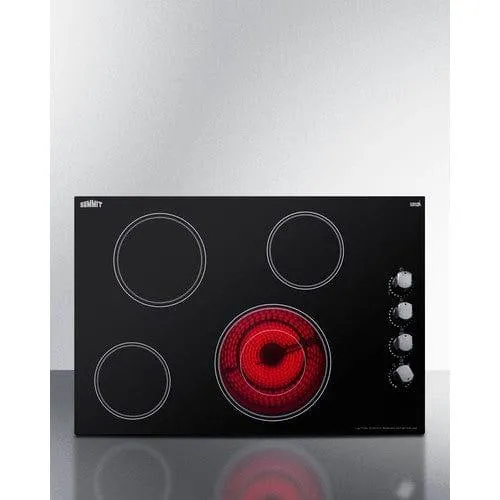 Summit 30" Wide 208-240V 4-Burner Radiant Cooktop CR4B30MB