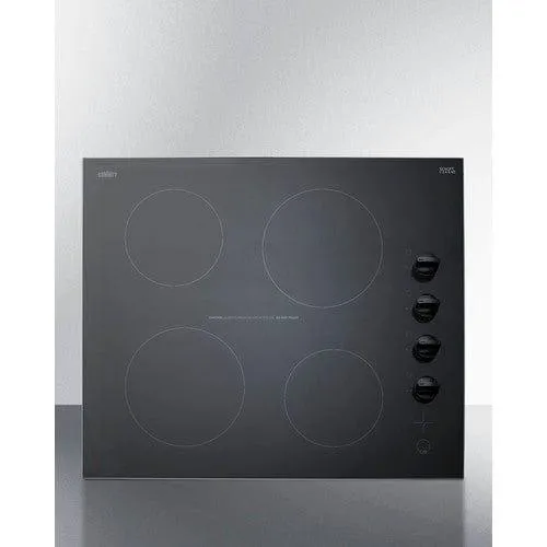 Summit 24" Wide 230V 4-Burner Radiant Cooktop CR4B242BK
