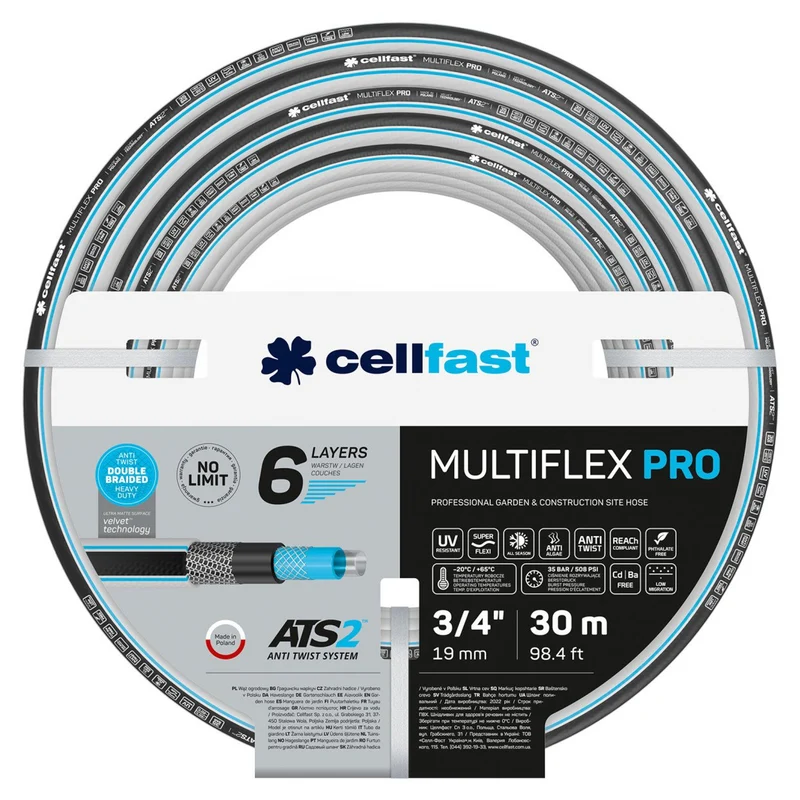 Manguera de jardín CELLFAST 13-821 MULTIFLEX PRO ATS2 3/4" 30m 6 capas