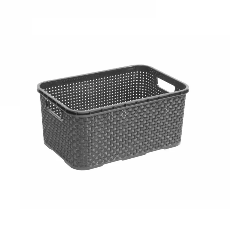 Cesta de almacenaje BranQ Rattan 7L antracita con asas