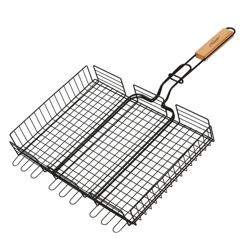 Maestro MR-1001 Parrilla de cocina para barbacoa doble, Cesta de parrilla portátil 40x30cm