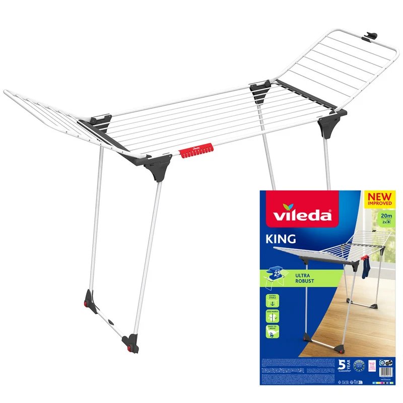 Secador vertical para ropa Vileda King con gruesas cuerdas de aluminio