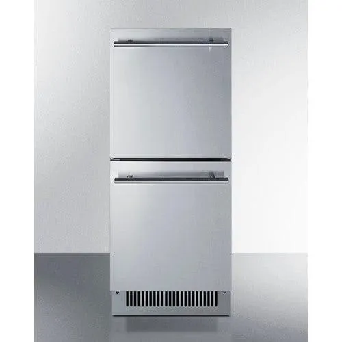 Summit 15" 2-Drawer Fridge - Stainless/Black (ADRD15)