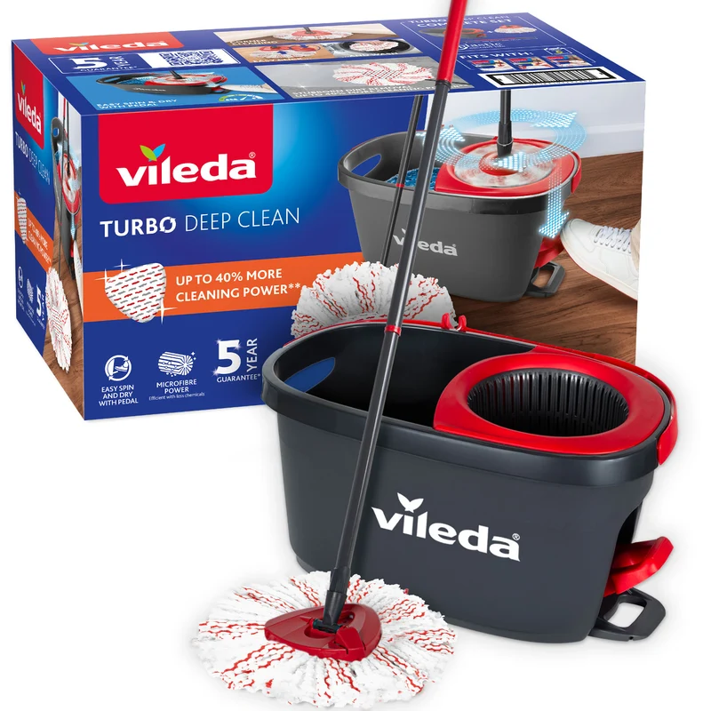 Set de fregona giratoria con mango y cubo Vileda Turbo Deep Clean