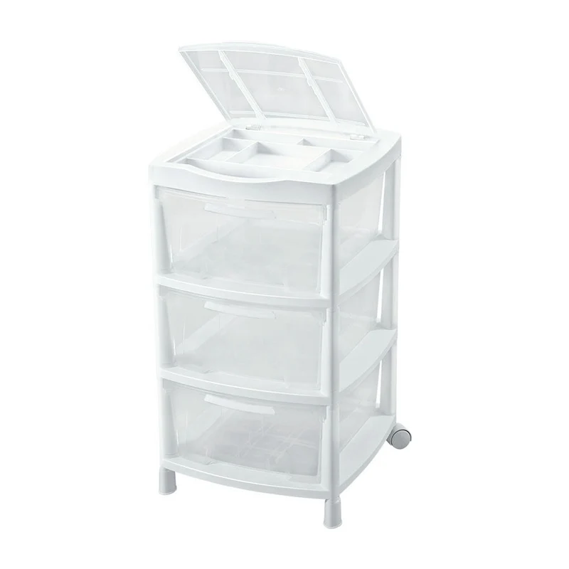 Gavetero Grande con 3 Gavetas y Tapa Organizadora Blanco