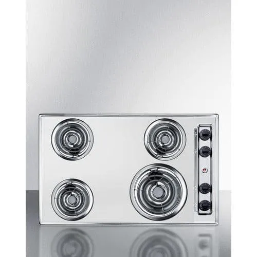 Summit 30" Wide 230V 4-Burner Coil Cooktop ZEL05