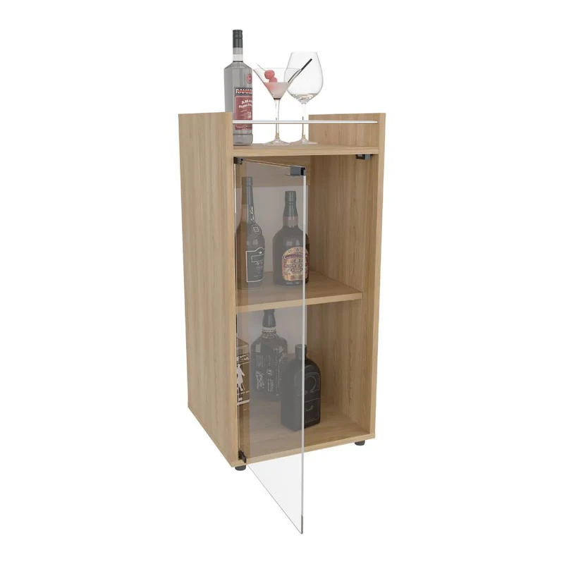 Minibar Theba, Fresno Europeo, con Espacio para Botellas de Vino y Copas ZF