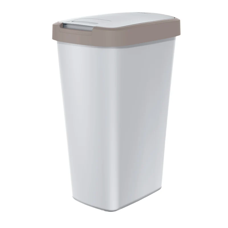 KEDEN COMPACTA Q Papelera con Marco Cubo de Basura (45 L, Ceniza/Marrón Claro)