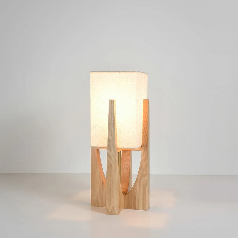 Calm LED floor lamp with Japanese texture and wooden frame