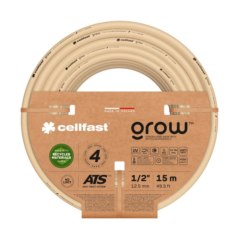 CELLFAST GROW Manguera de Jardín Manguera de 4 Capas 13-500 1/2" 15m
