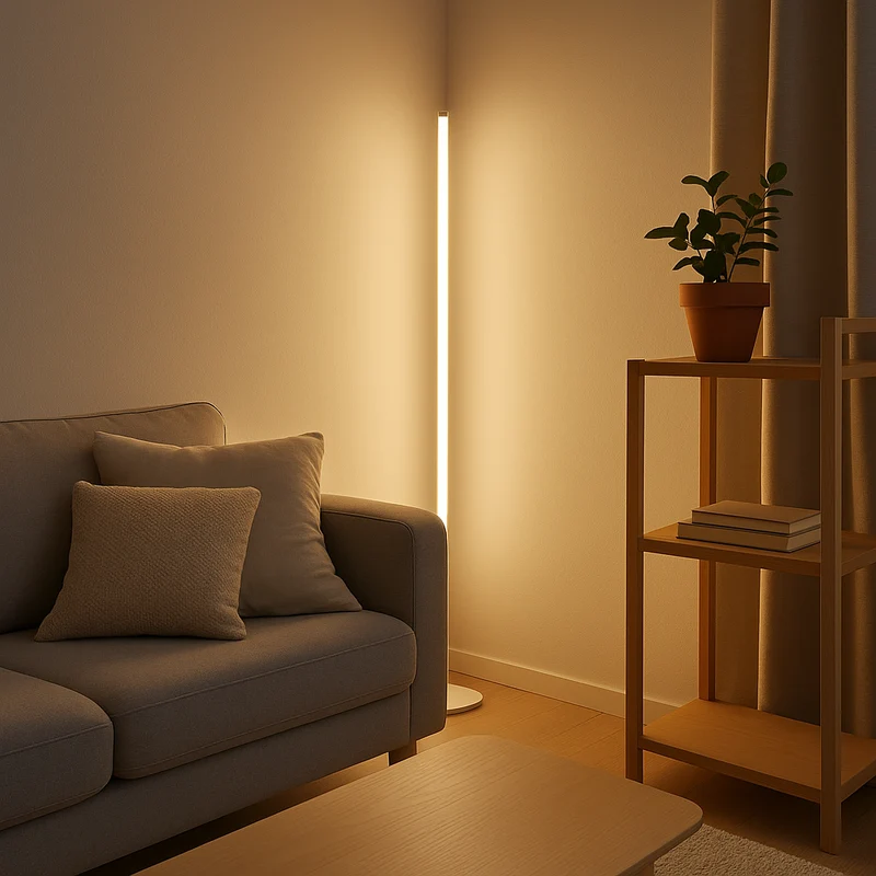 Slim Scandinavian Corner LED Floor Lamp
