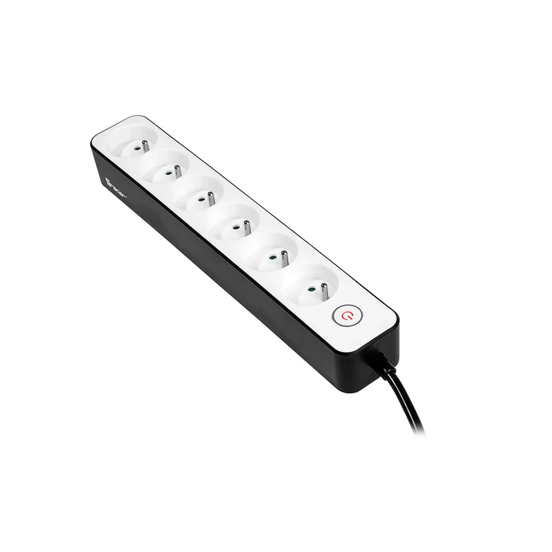 Regleta de 6 tomas TRACER Zebra de 1,5 m con protector contra sobretensiones