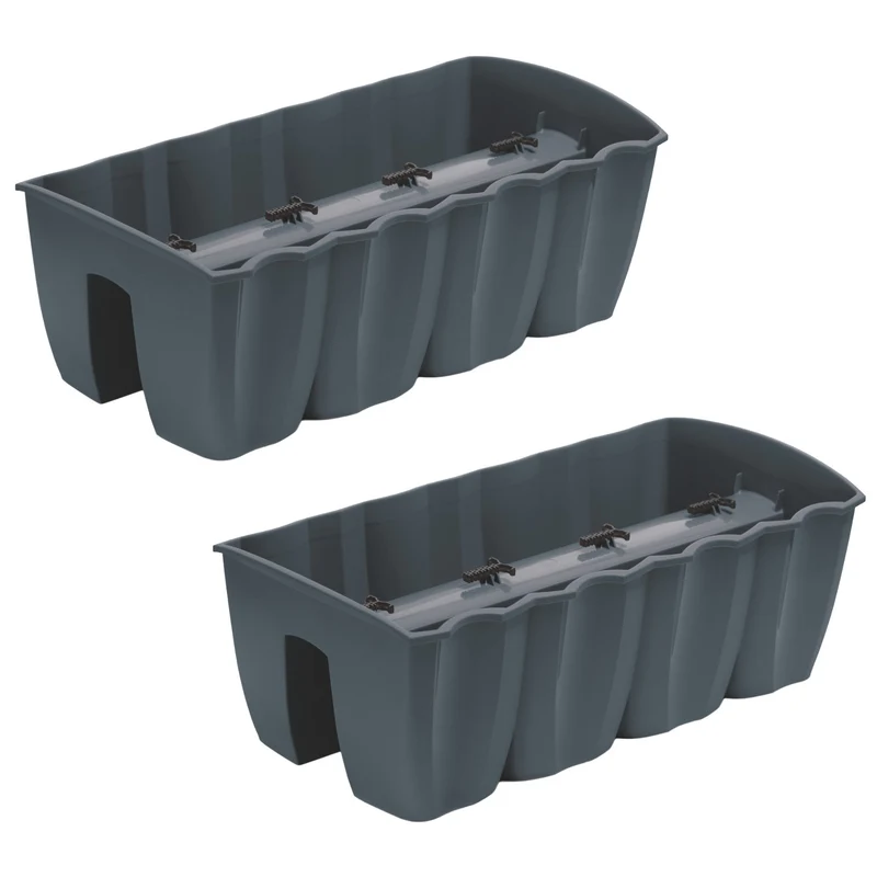 Maceta para barandilla de balcón DCRO600 - Antracita, capacidad 18L, 2 piezas