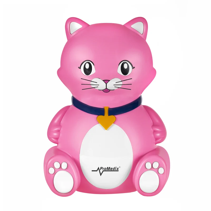 NEBULIZADOR INHALADOR para niños Gato de color rosa con elementos necesarios para inhalación