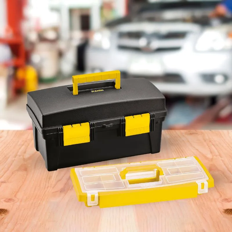 Caja Herramientas 16" Bandeja Organizadora Negra