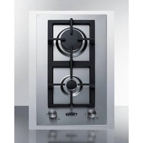 Summit 15" Wide 2-Burner Propane Gas Cooktop In Stainless Steel GCJ2SSLPTK15