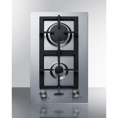 Summit 12" Wide 2-Burner Gas Cooktop In Stainless Steel GCJ2SS