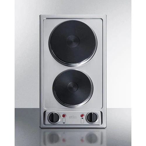 Summit 12" Wide 115V 2-Burner Solid Disk Cooktop CSD2B115