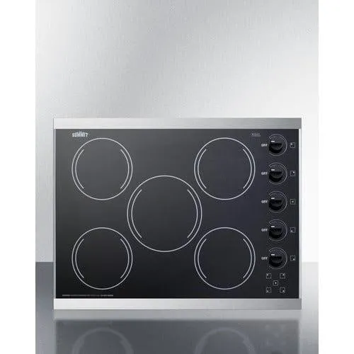 Summit 27" Wide 230V 5-Burner Radiant Cooktop CRS5B13B