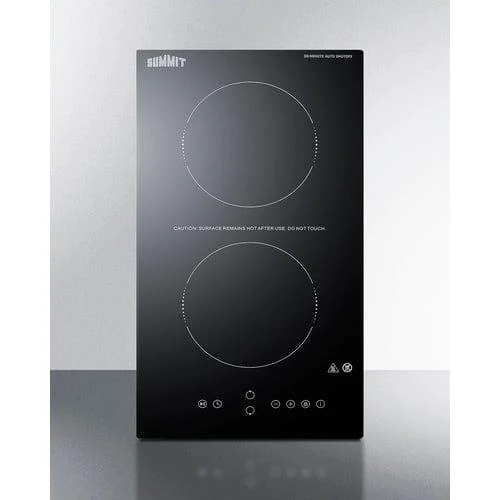 Summit 12" Wide 115V 2-Burner Radiant Cooktop With Safety Shutoff CRH2BT30115