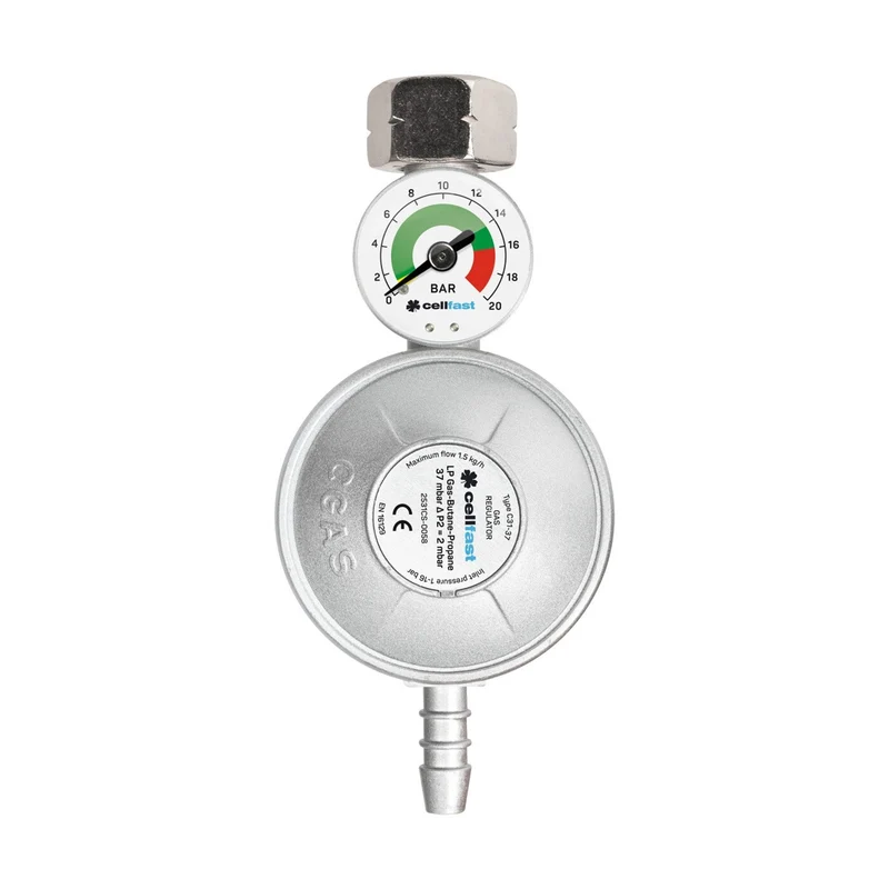 Regulador de gas con manómetro LPG / Propano / Butano para cilindro de gas propano de 11 kg Cellfast