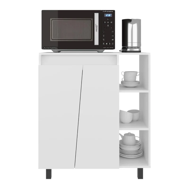 Modulo Microondas Sese, Kronos Blanco, Con dos puertas abatibles y compartimiento inferior para alimentos ZF
