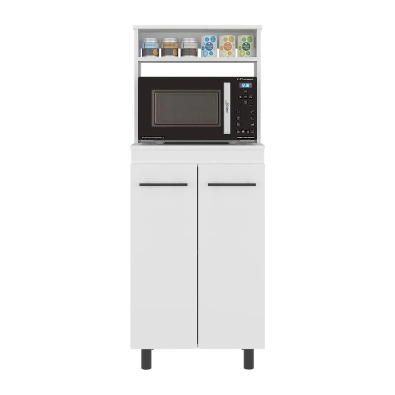 Modulo Microondas Kane, Kronos Blanco, Con compartimiento inferior para alimentos y utensilios de cocina ZF