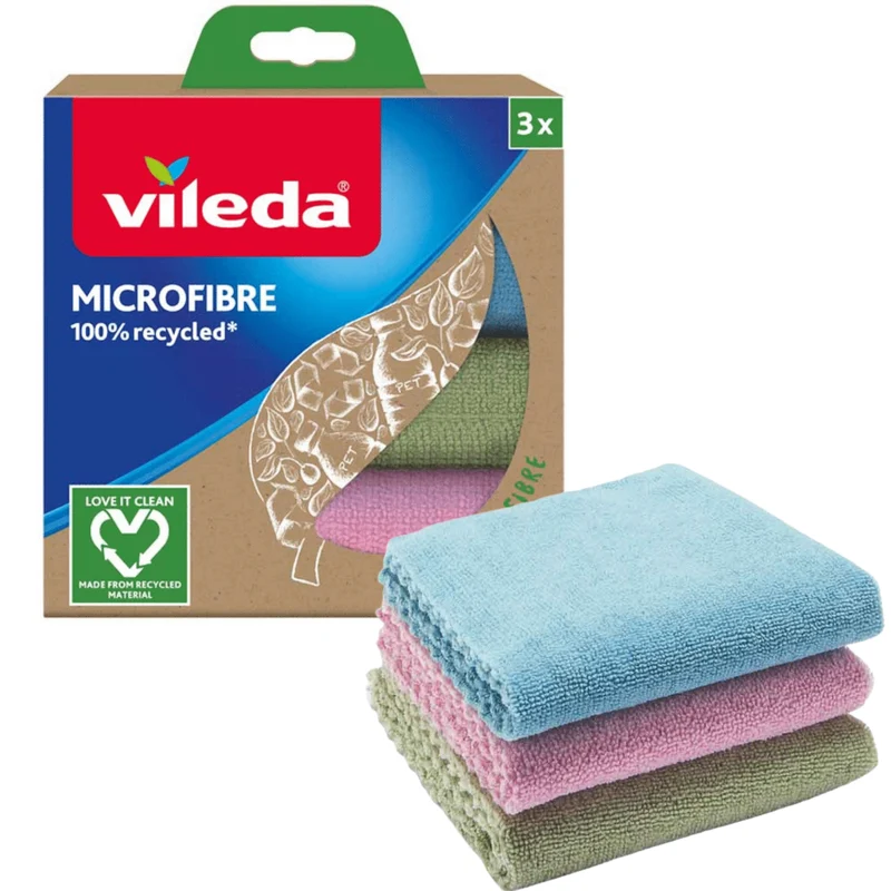 Juego de 3 paños de microfibra 100% reciclados Vileda
