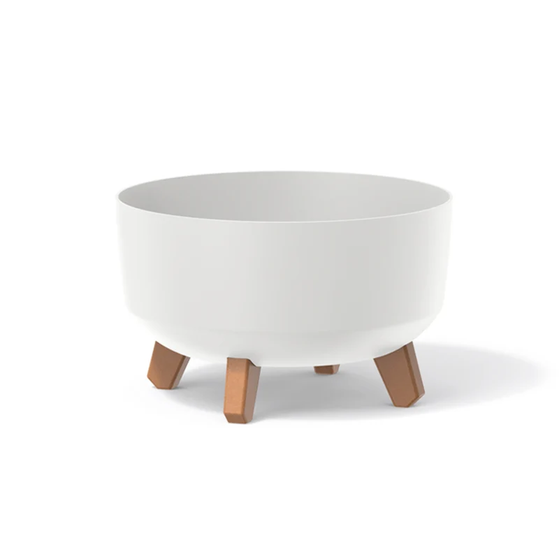 Prosperplast Gracia Maceta baja con patas desmontables incl. inserto para uso interior y exterior Jardinera redonda de plástico resistente a los rayos UV (285mm, Blanco) ...