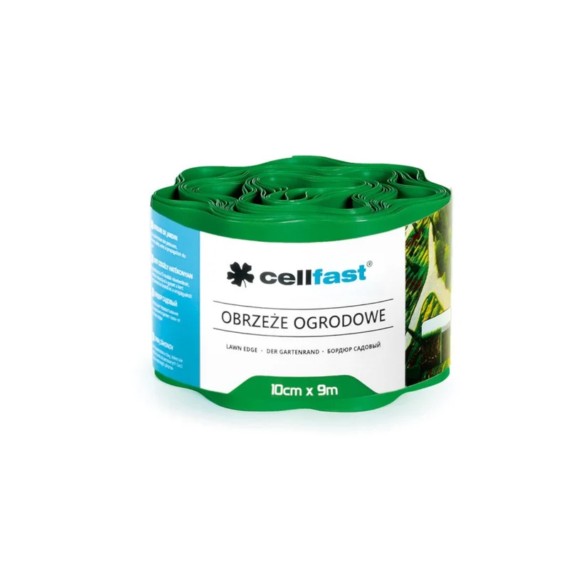 Borde de jardín corrugado de plástico impermeable y flexible 10cm x 9m Cellfast Verde