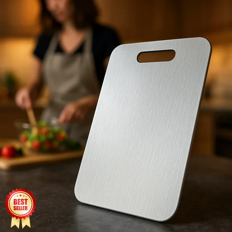 Safe Durable Non-Porous Titanium Cutting Board for Kitchen Use