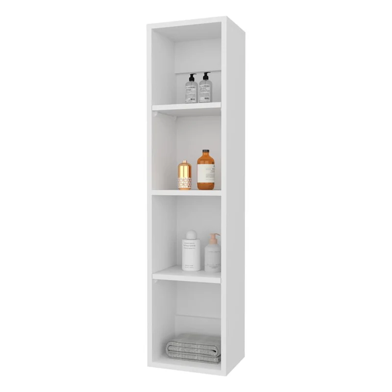 Alacena de Pared Pequeño Minimalista, Blanco, sin Puertas, para Implementos de Aseo ZF