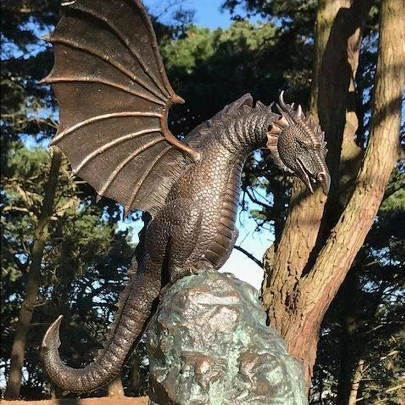 Enchanted Brown Dragon Garden Fountain