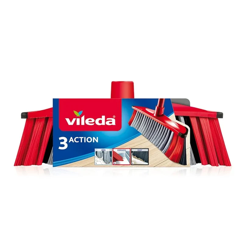 Vileda 3-Action Cepillo de tres fibras, sin mango, cartucho