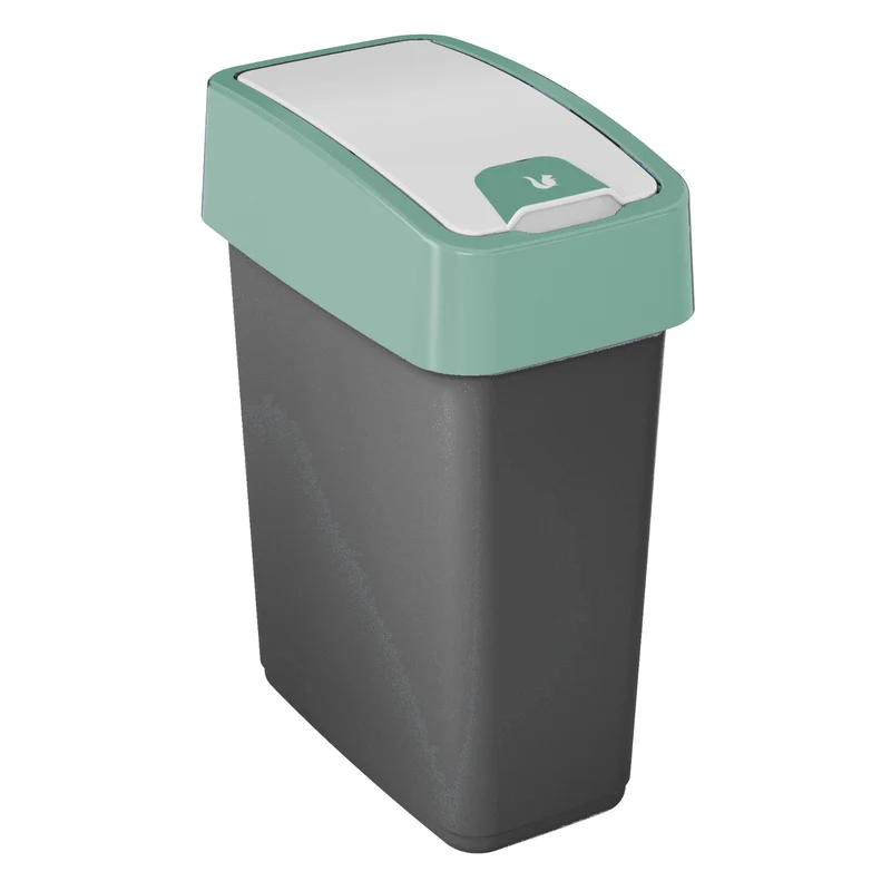 Papelera con tapa de empuje 10l Keeeper Magne - color de la tapa verde