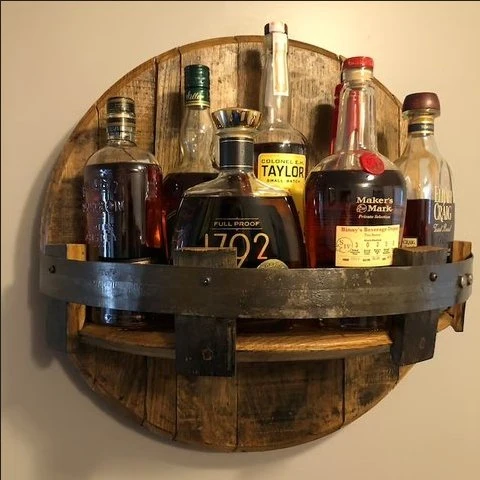 Bourbon Barrel Wall Shelf – Rustic Accent for Home Bar