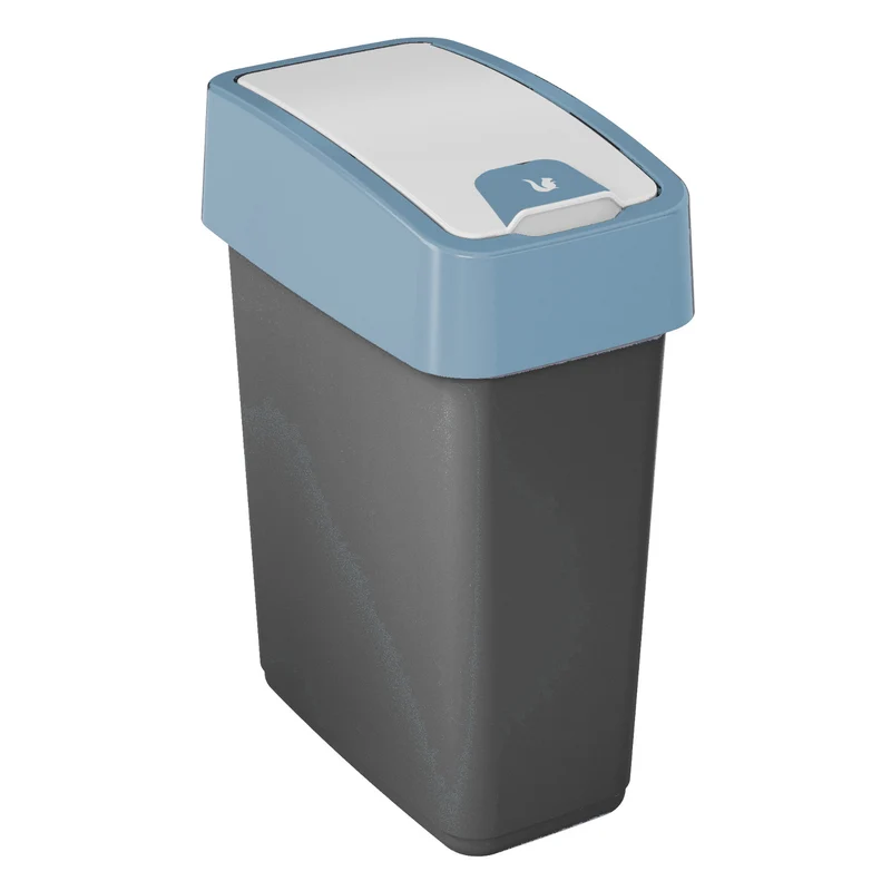 Papelera con tapa de empuje 10l Keeeper Magne - color de la tapa azul