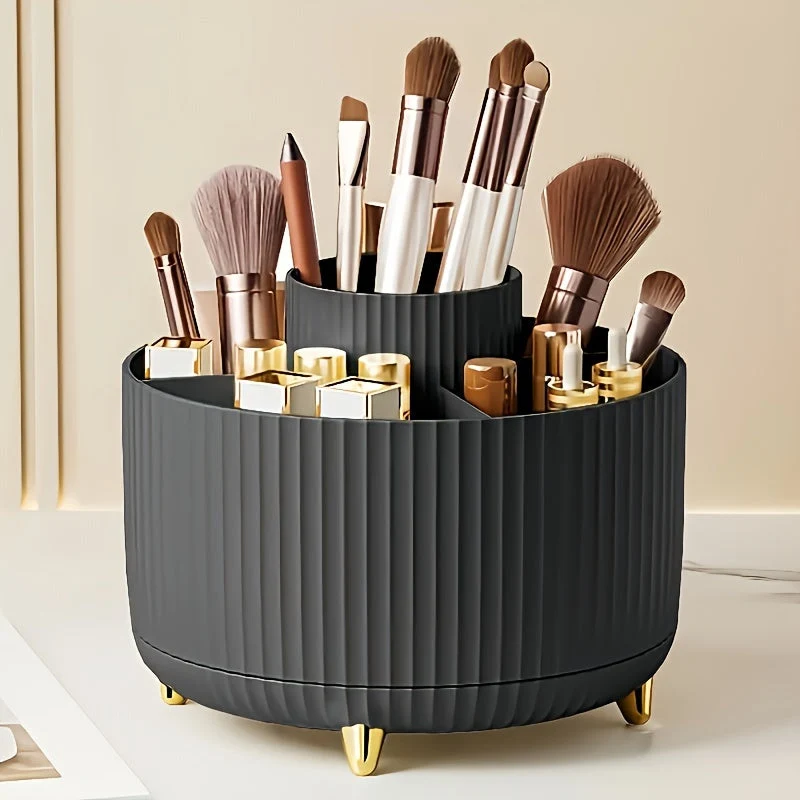360° rotating cosmetic organizer with five compartments