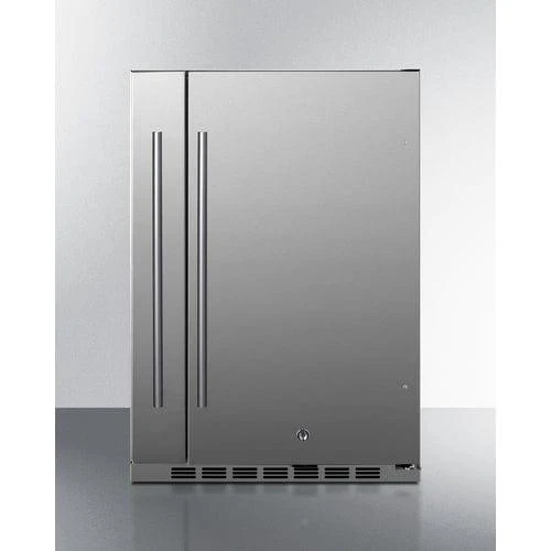Summit Shallow Depth 24" Wide Outdoor Built-In All-Refrigerator With Slide-Out Storage Compartment SPR196OS24