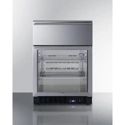 Summit SCR615TDCSS | 24" Wide Built-In Commercial Beverage Refrigerator W/ Top Drawer
