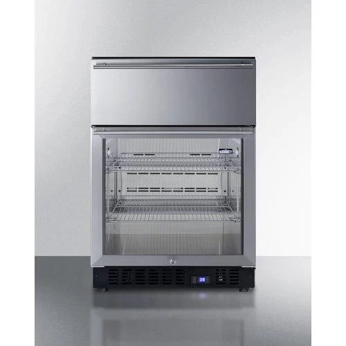 Summit SCR615TD | 24" Wide Built-In Commercial Beverage Refrigerator W/ Top Drawer