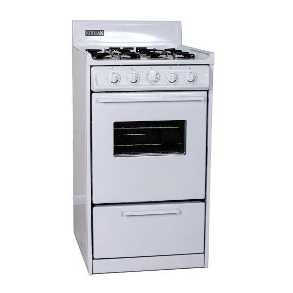 Kodiak 20" Propane Range (White) Battery Ignition w/Window