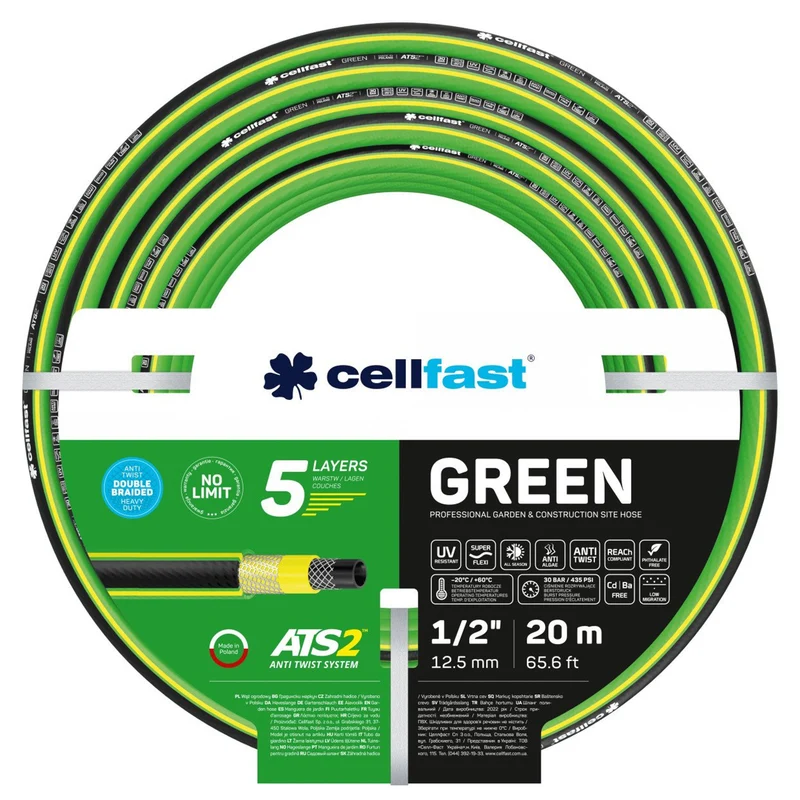 Manguera de jardín CELLFAST VERDE ATS2 15-102 1/2". 20m 5-capa